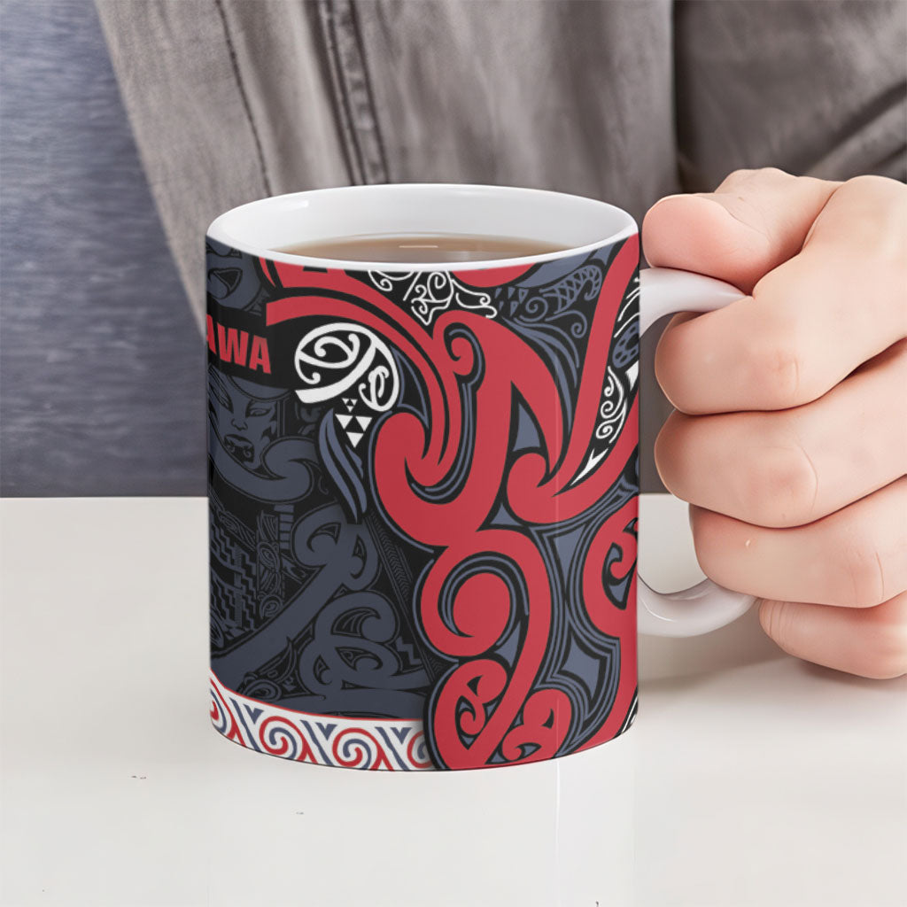 Aotearoa Iwi Te ati Awa Ceramic Mug Maori Wharenui House Tribal Pattern