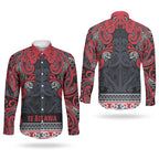 Aotearoa Iwi Te ati Awa Couples Matching Mermaid Dress and Long Sleeve Button Shirt Maori Wharenui House Tribal Pattern