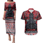 Aotearoa Iwi Te ati Awa Couples Matching Puletasi and Hawaiian Shirt Maori Wharenui House Tribal Pattern