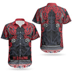 Aotearoa Iwi Te ati Awa Couples Matching Short Sleeve Bodycon Dress and Hawaiian Shirt Maori Wharenui House Tribal Pattern