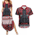 Aotearoa Iwi Te ati Awa Couples Matching Summer Maxi Dress and Hawaiian Shirt Maori Wharenui House Tribal Pattern