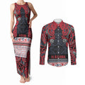 Aotearoa Iwi Te ati Awa Couples Matching Tank Maxi Dress and Long Sleeve Button Shirt Maori Wharenui House Tribal Pattern