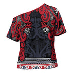 Aotearoa Iwi Te ati Awa Cross Shoulder Shirt Maori Wharenui House Tribal Pattern