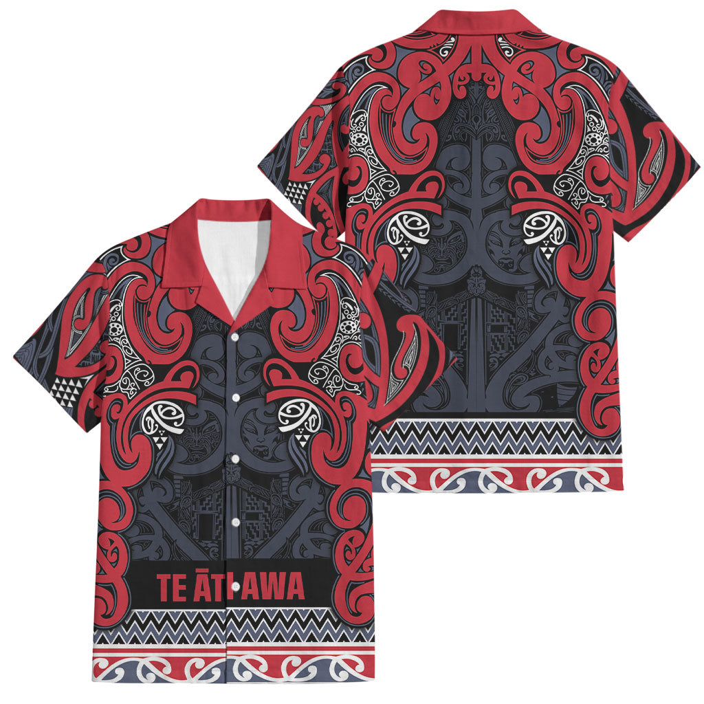 Aotearoa Iwi Te ati Awa Family Matching Off Shoulder Maxi Dress and Hawaiian Shirt Maori Wharenui House Tribal Pattern