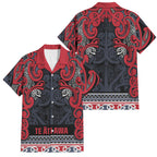 Aotearoa Iwi Te ati Awa Family Matching Off Shoulder Maxi Dress and Hawaiian Shirt Maori Wharenui House Tribal Pattern
