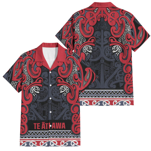 Aotearoa Iwi Te ati Awa Family Matching Summer Maxi Dress and Hawaiian Shirt Maori Wharenui House Tribal Pattern