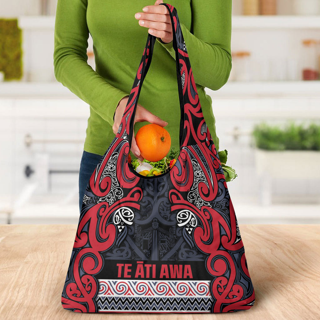 Aotearoa Iwi Te ati Awa Grocery Bag Maori Wharenui House Tribal Pattern