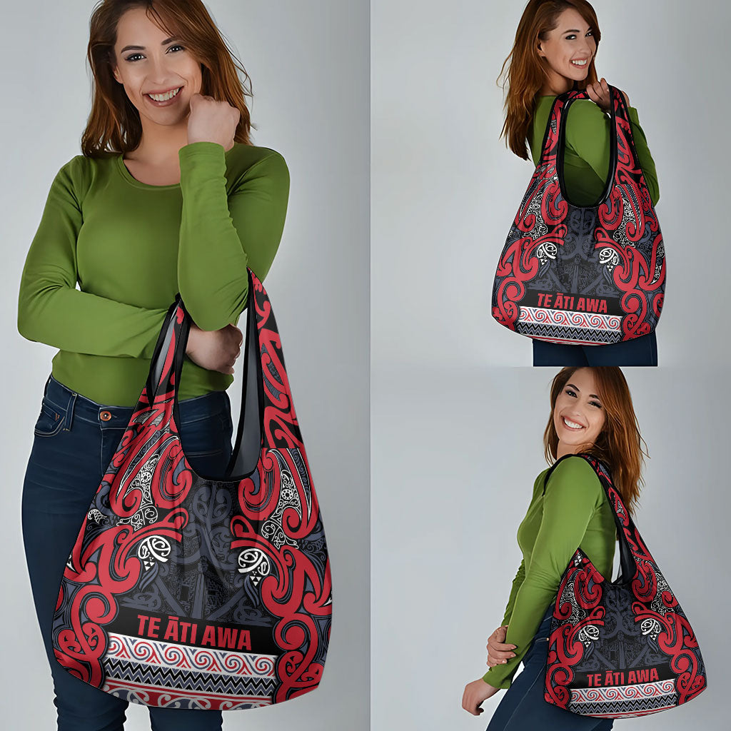 Aotearoa Iwi Te ati Awa Grocery Bag Maori Wharenui House Tribal Pattern