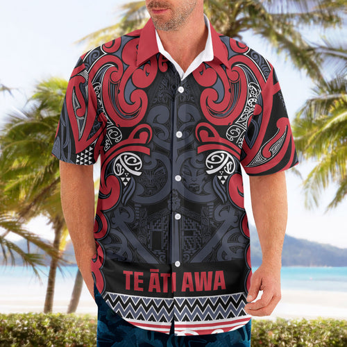 Aotearoa Iwi Te ati Awa Hawaiian Shirt Maori Wharenui House Tribal Pattern
