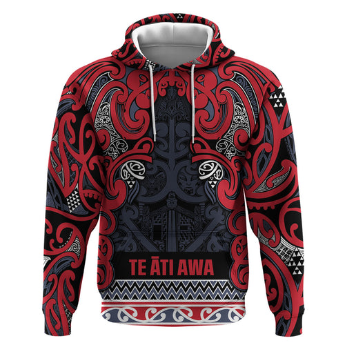 Aotearoa Iwi Te ati Awa Hoodie Maori Wharenui House Tribal Pattern