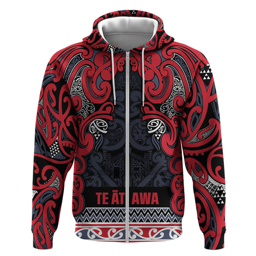 Aotearoa Iwi Te ati Awa Hoodie Maori Wharenui House Tribal Pattern