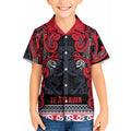 Aotearoa Iwi Te ati Awa Kid Hawaiian Shirt Maori Wharenui House Tribal Pattern