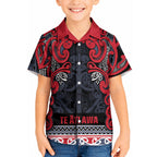 Aotearoa Iwi Te ati Awa Kid Hawaiian Shirt Maori Wharenui House Tribal Pattern