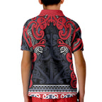 Aotearoa Iwi Te ati Awa Kid Polo Shirt Maori Wharenui House Tribal Pattern