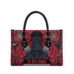 Aotearoa Iwi Te ati Awa Leather Bag Maori Wharenui House Tribal Pattern
