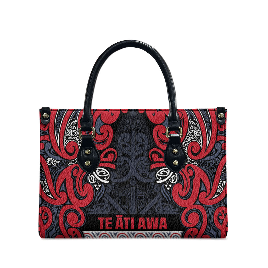Aotearoa Iwi Te ati Awa Leather Bag Maori Wharenui House Tribal Pattern