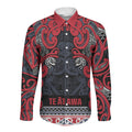 Aotearoa Iwi Te ati Awa Long Sleeve Button Shirt Maori Wharenui House Tribal Pattern