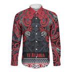 Aotearoa Iwi Te ati Awa Long Sleeve Button Shirt Maori Wharenui House Tribal Pattern