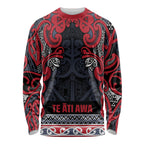 Aotearoa Iwi Te ati Awa Long Sleeve Shirt Maori Wharenui House Tribal Pattern