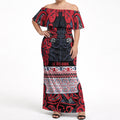 Aotearoa Iwi Te ati Awa Off Shoulder Maxi Dress Maori Wharenui House Tribal Pattern