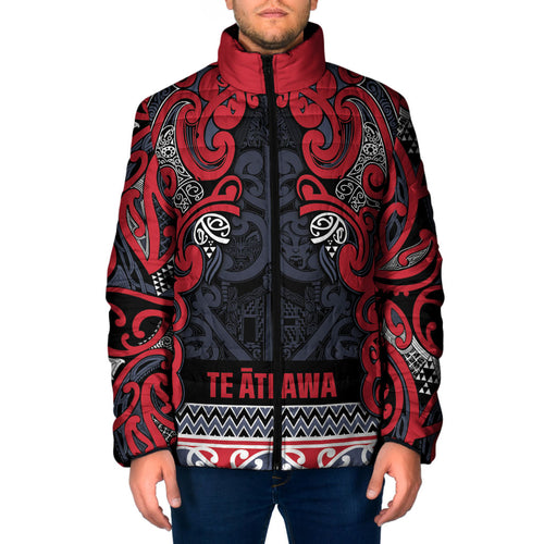 Aotearoa Iwi Te ati Awa Padded Jacket Maori Wharenui House Tribal Pattern