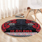 Aotearoa Iwi Te ati Awa Round Carpet Maori Wharenui House Tribal Pattern