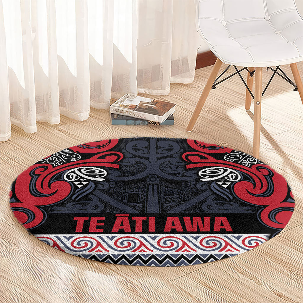 Aotearoa Iwi Te ati Awa Round Carpet Maori Wharenui House Tribal Pattern