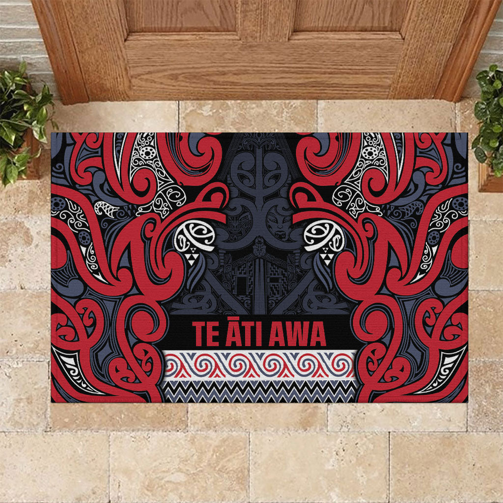 Aotearoa Iwi Te ati Awa Rubber Doormat Maori Wharenui House Tribal Pattern