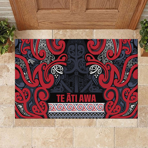 Aotearoa Iwi Te ati Awa Rubber Doormat Maori Wharenui House Tribal Pattern