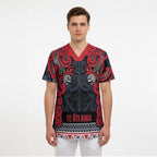 Aotearoa Iwi Te ati Awa Scrub Top Maori Wharenui House Tribal Pattern