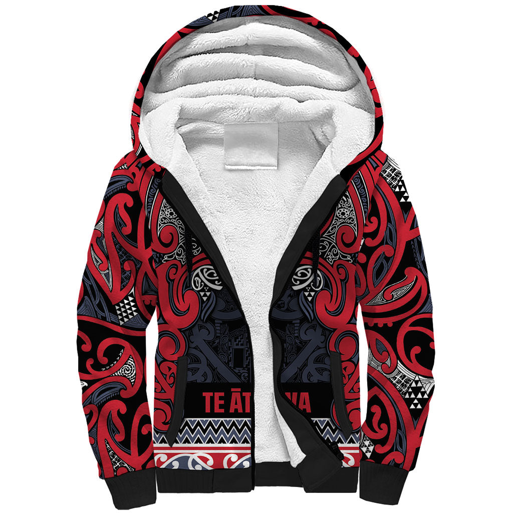 Aotearoa Iwi Te ati Awa Sherpa Hoodie Maori Wharenui House Tribal Pattern