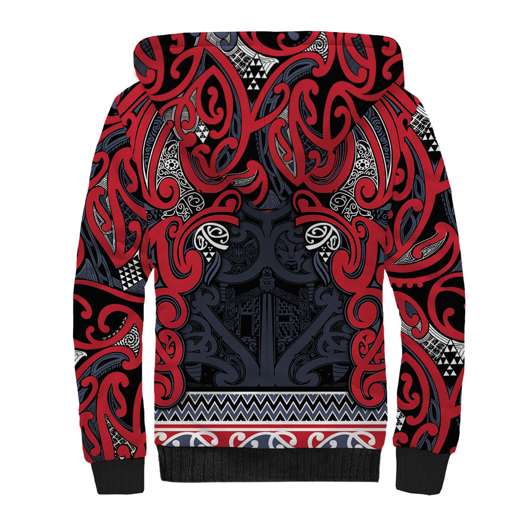 Aotearoa Iwi Te ati Awa Sherpa Hoodie Maori Wharenui House Tribal Pattern