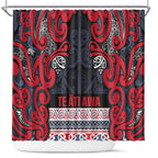 Aotearoa Iwi Te ati Awa Shower Curtain Maori Wharenui House Tribal Pattern
