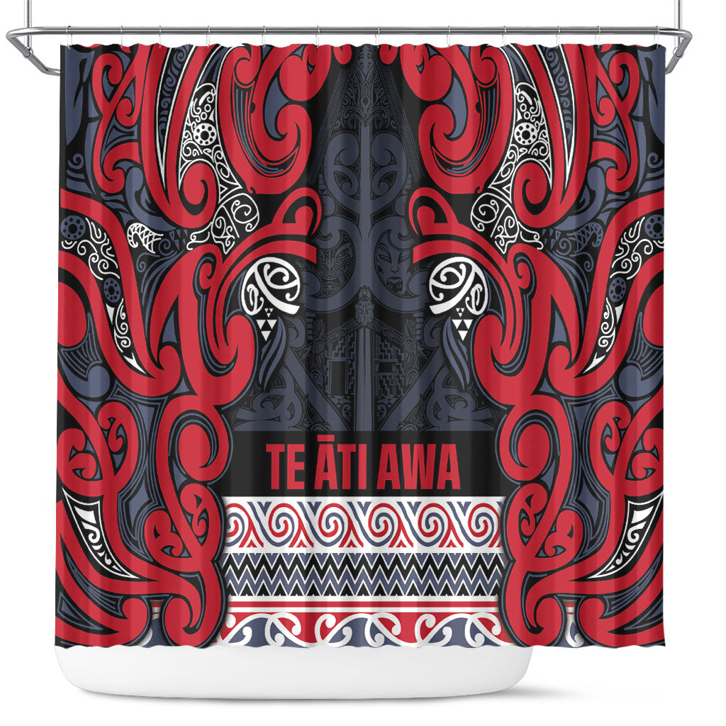 Aotearoa Iwi Te ati Awa Shower Curtain Maori Wharenui House Tribal Pattern