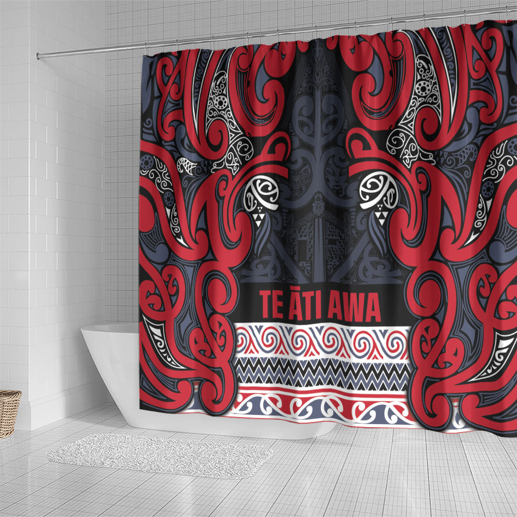 Aotearoa Iwi Te ati Awa Shower Curtain Maori Wharenui House Tribal Pattern