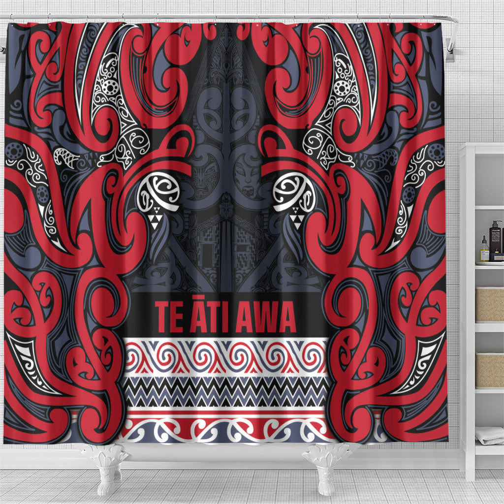 Aotearoa Iwi Te ati Awa Shower Curtain Maori Wharenui House Tribal Pattern