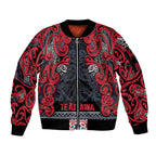 Aotearoa Iwi Te ati Awa Sleeve Zip Bomber Jacket Maori Wharenui House Tribal Pattern