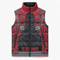 Aotearoa Iwi Te ati Awa Sleeveless Puffer Jacket Maori Wharenui House Tribal Pattern