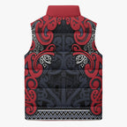 Aotearoa Iwi Te ati Awa Sleeveless Puffer Jacket Maori Wharenui House Tribal Pattern