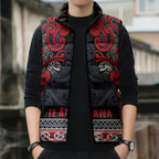 Aotearoa Iwi Te ati Awa Sleeveless Puffer Jacket Maori Wharenui House Tribal Pattern