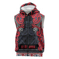 Aotearoa Iwi Te ati Awa Sleeveless Zip Hoodie Maori Wharenui House Tribal Pattern