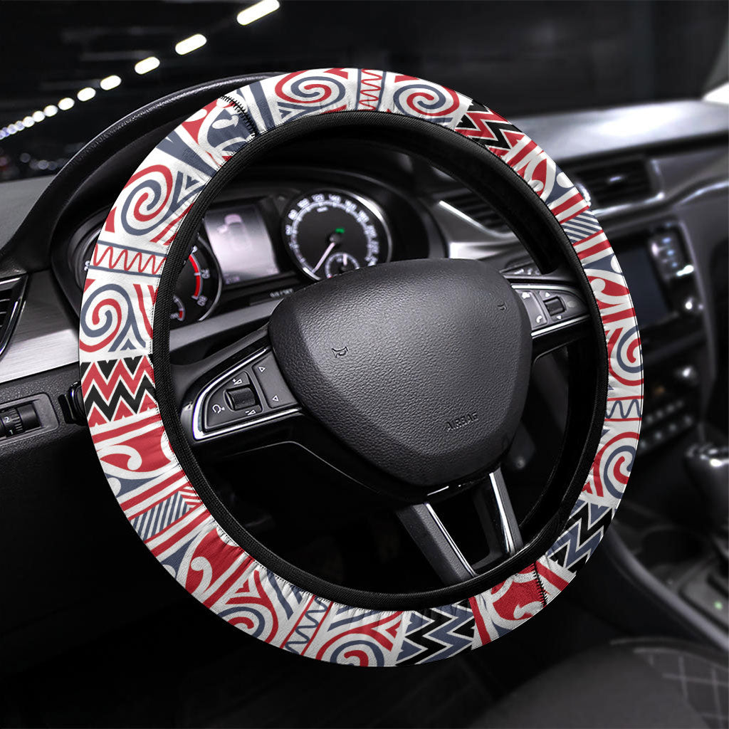Aotearoa Iwi Te ati Awa Steering Wheel Cover Maori Wharenui House Tribal Pattern