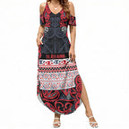 Aotearoa Iwi Te ati Awa Summer Maxi Dress Maori Wharenui House Tribal Pattern