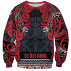 Aotearoa Iwi Te ati Awa Sweatshirt Maori Wharenui House Tribal Pattern