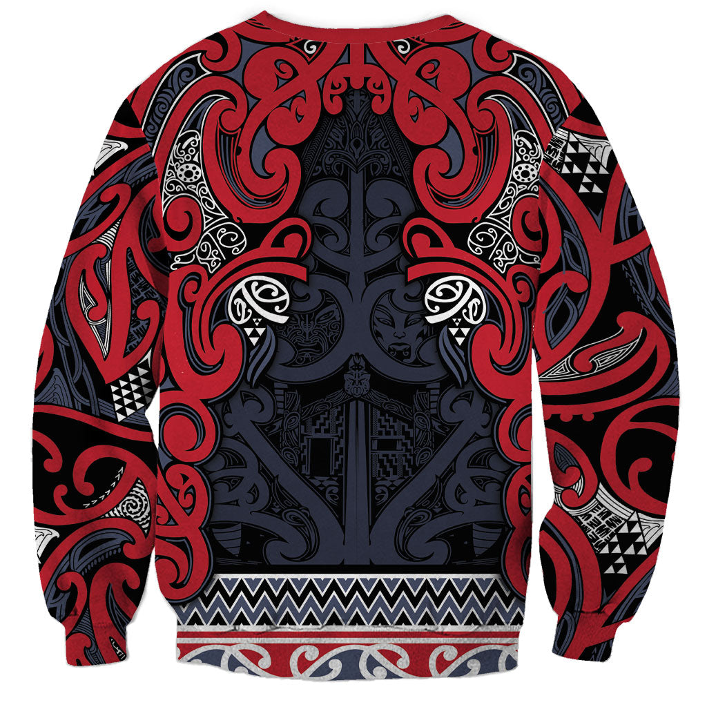 Aotearoa Iwi Te ati Awa Sweatshirt Maori Wharenui House Tribal Pattern