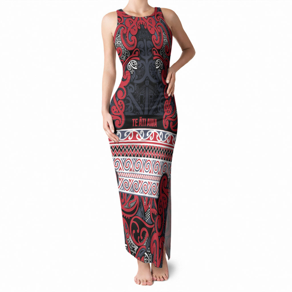 Aotearoa Iwi Te ati Awa Tank Maxi Dress Maori Wharenui House Tribal Pattern
