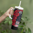 Aotearoa Iwi Te ati Awa Tumbler With Handle Maori Wharenui House Tribal Pattern