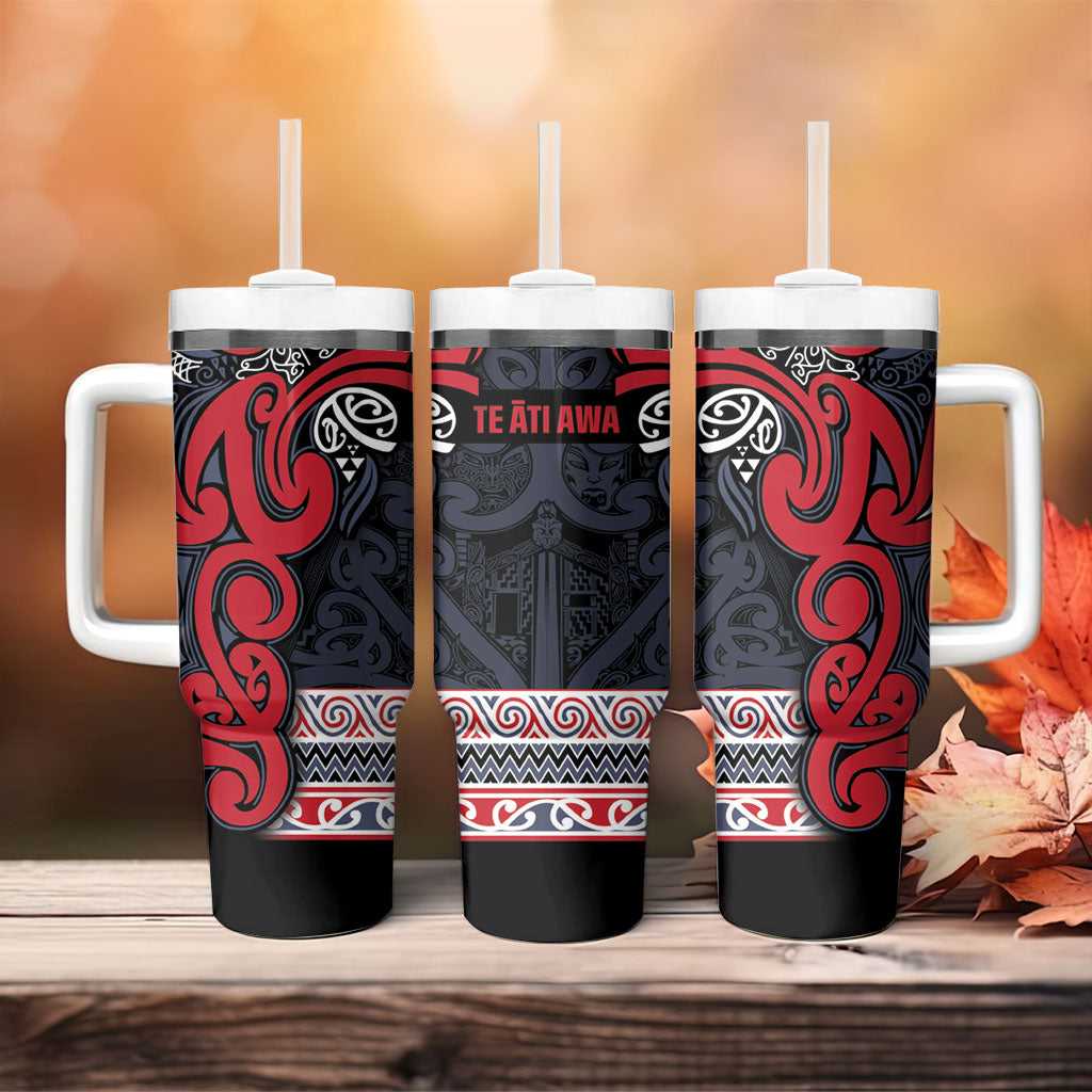Aotearoa Iwi Te ati Awa Tumbler With Handle Maori Wharenui House Tribal Pattern