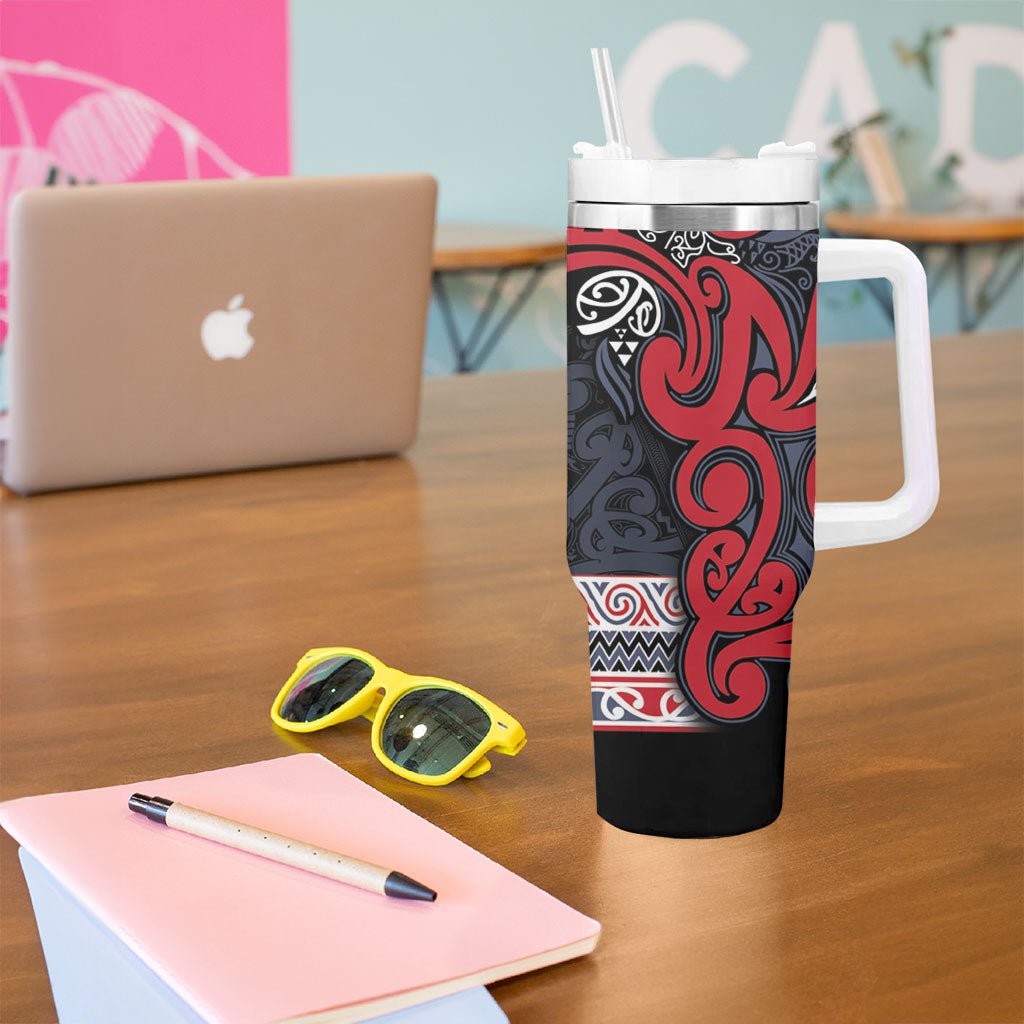 Aotearoa Iwi Te ati Awa Tumbler With Handle Maori Wharenui House Tribal Pattern