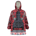 Aotearoa Iwi Te ati Awa Wearable Blanket Hoodie Maori Wharenui House Tribal Pattern